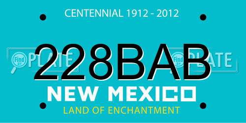 228BAB New Mexico License Plate