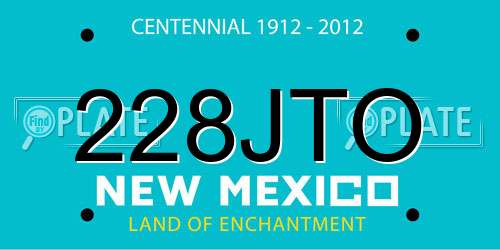 228JTO New Mexico License Plate