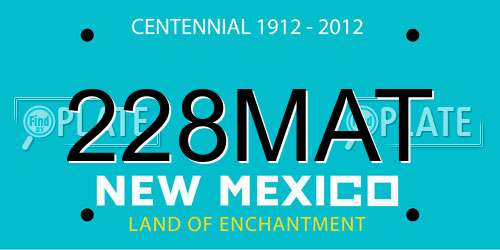 228MAT New Mexico License Plate