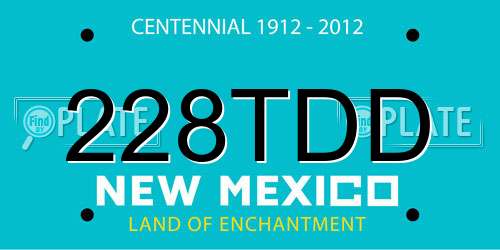 228TDD New Mexico License Plate