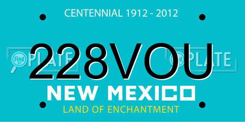 228VOU New Mexico License Plate