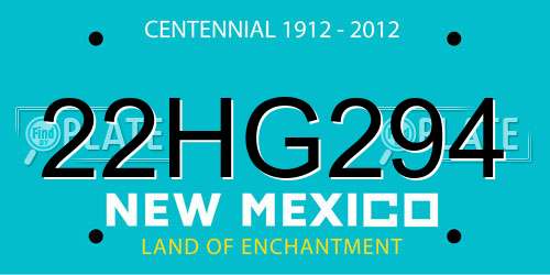 22HG294 New Mexico License Plate