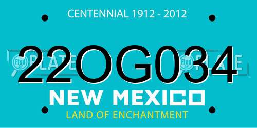 22OG034 New Mexico License Plate
