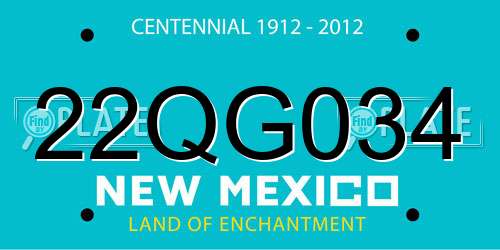 22QG034 New Mexico License Plate