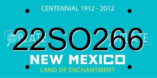 22SO266 New Mexico License Plate