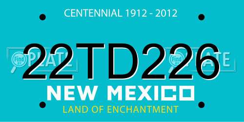22TD226 New Mexico License Plate