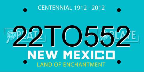22TO552 New Mexico License Plate