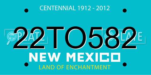 22TO582 New Mexico License Plate
