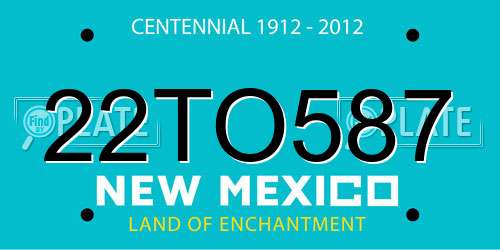 22TO587 New Mexico License Plate