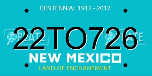 22TO726 New Mexico License Plate