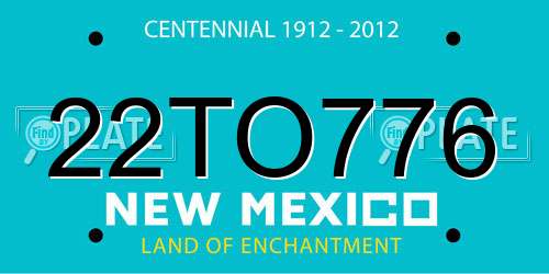 22TO776 New Mexico License Plate