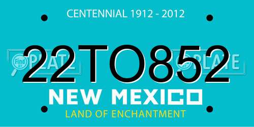 22TO852 New Mexico License Plate