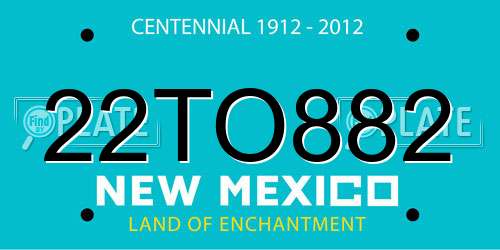 22TO882 New Mexico License Plate