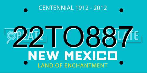 22TO887 New Mexico License Plate