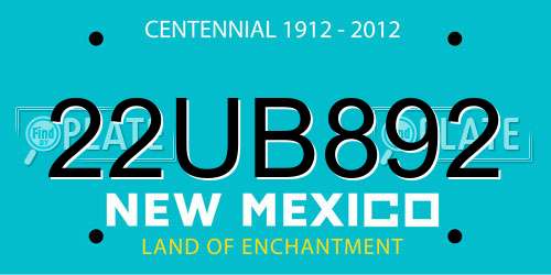 22UB892 New Mexico License Plate