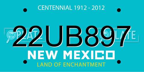22UB897 New Mexico License Plate