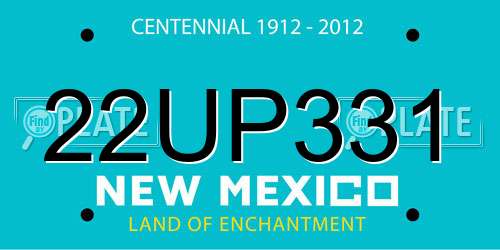 22UP331 New Mexico License Plate