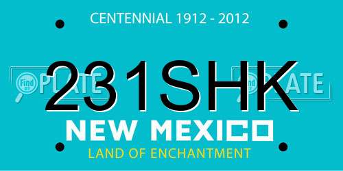 231SHK New Mexico License Plate