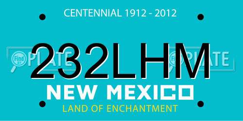 232LHM New Mexico License Plate