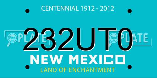 232UT0 New Mexico License Plate