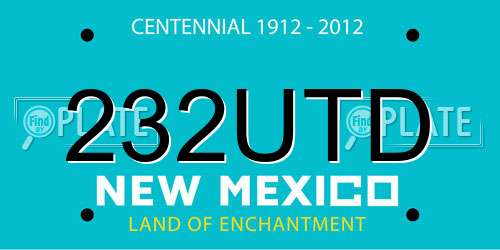 232UTD New Mexico License Plate