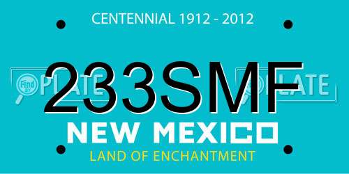 233SMF New Mexico License Plate