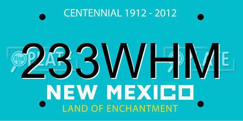 233WHM New Mexico License Plate