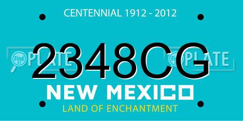 2348CG New Mexico License Plate