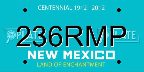 236RMP New Mexico License Plate