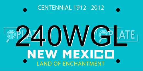 240WGL New Mexico License Plate