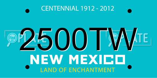 2500TW New Mexico License Plate