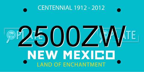 2500ZW New Mexico License Plate