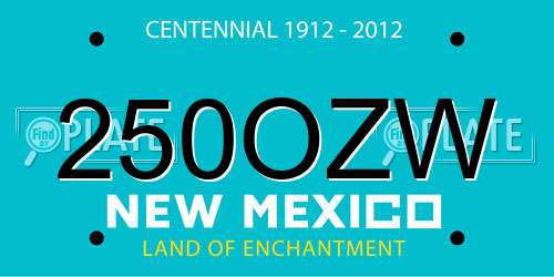250OZW New Mexico License Plate
