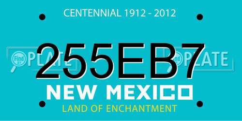 255EB7 New Mexico License Plate