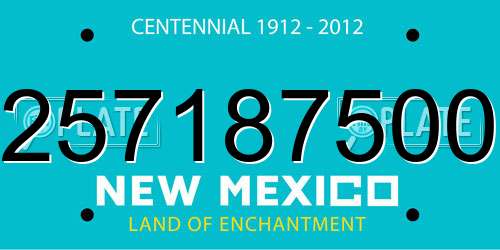 257187500 New Mexico License Plate
