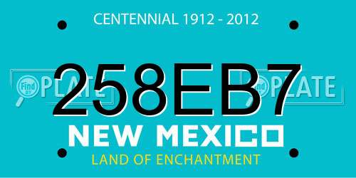 258EB7 New Mexico License Plate