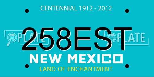 258EST New Mexico License Plate