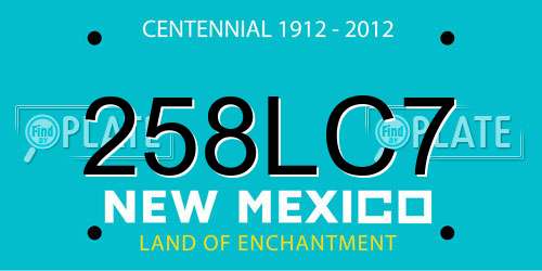 258LC7 New Mexico License Plate