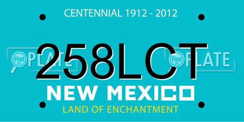 258LCT New Mexico License Plate
