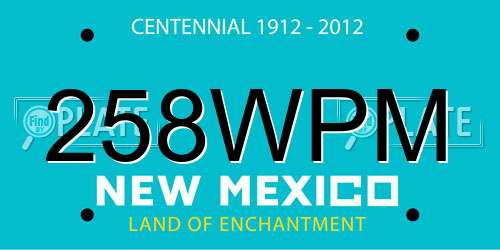 258WPM New Mexico License Plate