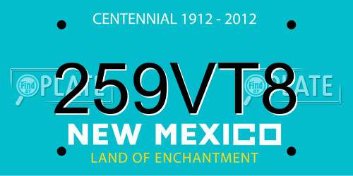 259VT8 New Mexico License Plate