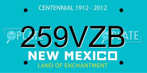 259VZB New Mexico License Plate