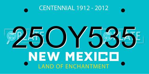 25OY535 New Mexico License Plate