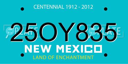 25OY835 New Mexico License Plate