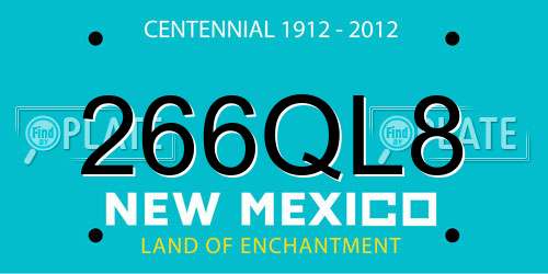 266QL8 New Mexico License Plate
