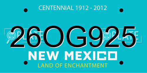 26OG925 New Mexico License Plate