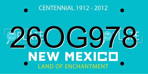 26OG978 New Mexico License Plate