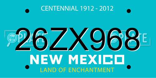 26ZX968 New Mexico License Plate