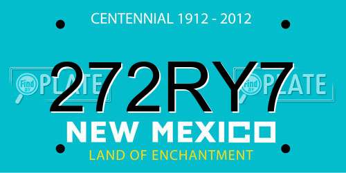 272RY7 New Mexico License Plate