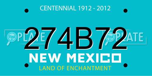 274B72 New Mexico License Plate